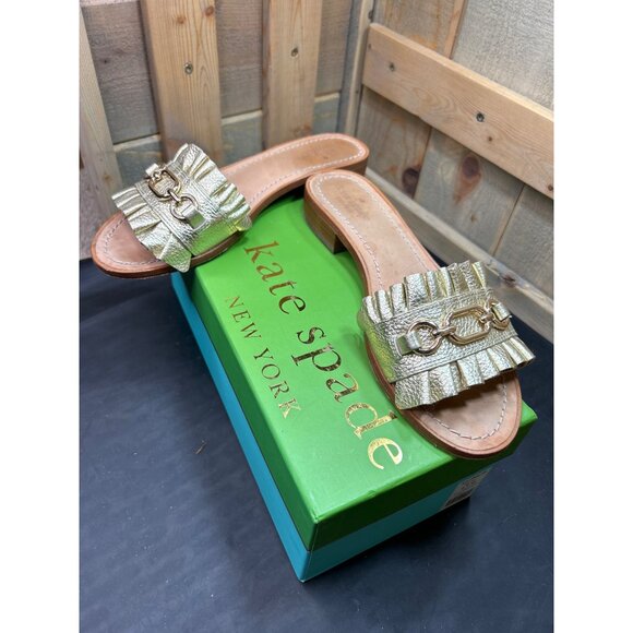 kate spade Shoes - Kate Spade Metallic Gold Slide Sandals